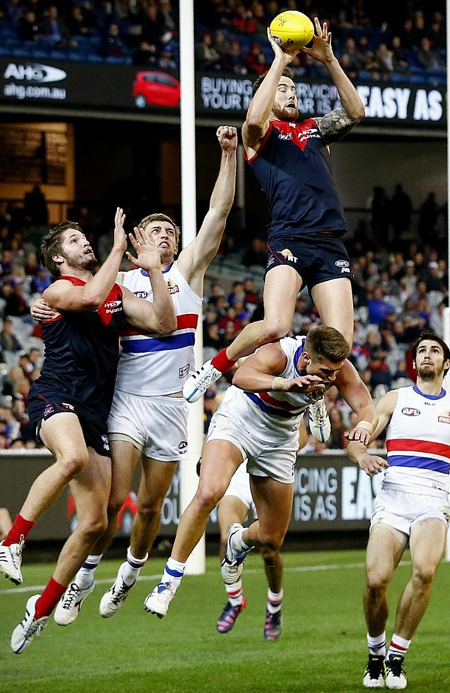 Jeremy Howe takes another spectacular grab. Picture: Wayne Ludbey