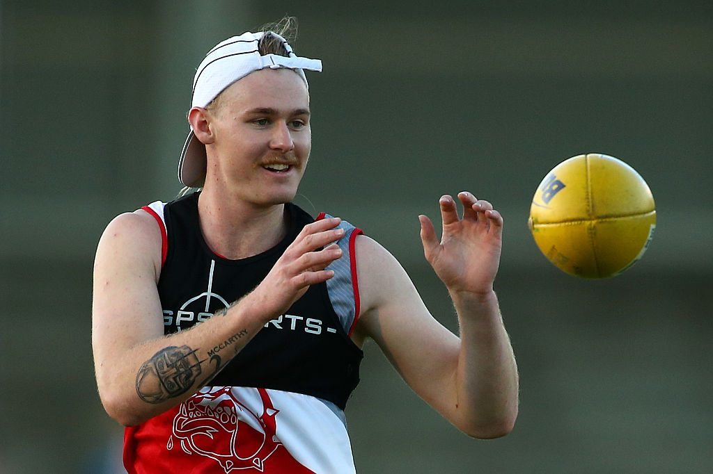 FREMANTLE, AUSTRALIA - APRIL 14: GWS Giants contracted AFL player Cam McCarthy trains with South Fremantle at Fremantle Oval on April 14, 2016 in Fremantle, Australia. (Photo by Paul Kane/Getty Images)