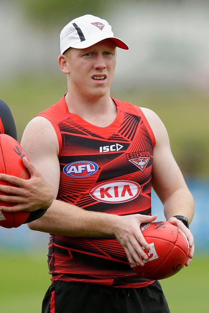 MELBOURNE, AUSTRALIA - NOVEMBER 22: Josh Green looks on during an Essendon Bombers AFL pre-season training session at True Value Solar Centre on November 22, 2016 in Melbourne, Australia. (Photo by Darrian Traynor/Getty Images)